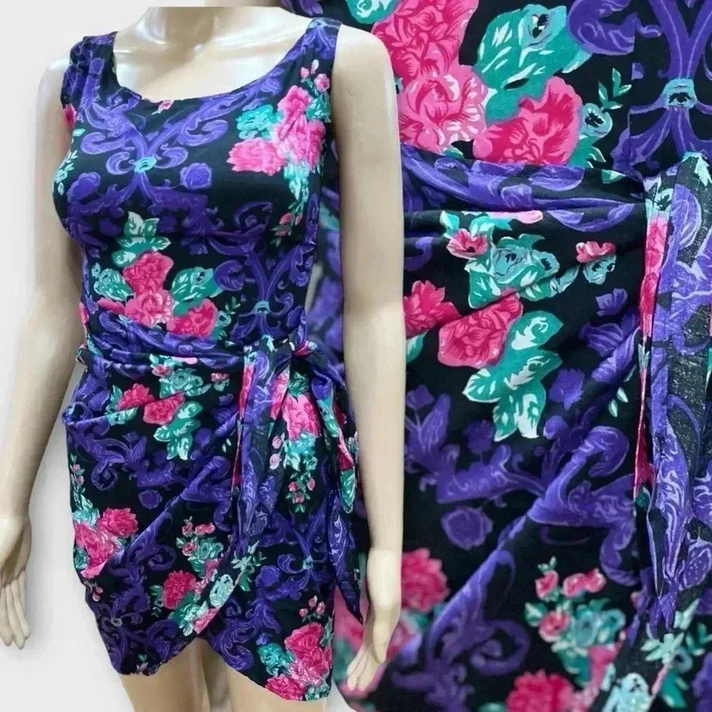 Vintage 1980’s L.A. Spice Sunset Strip Floral Wrap Dress